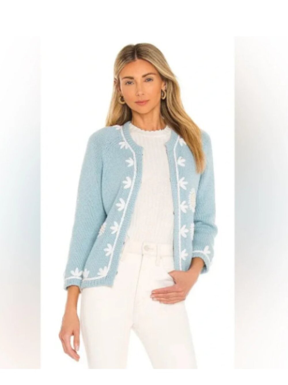 LoveShackFancy Lafayette Cardigan baby Sweater Cornflower